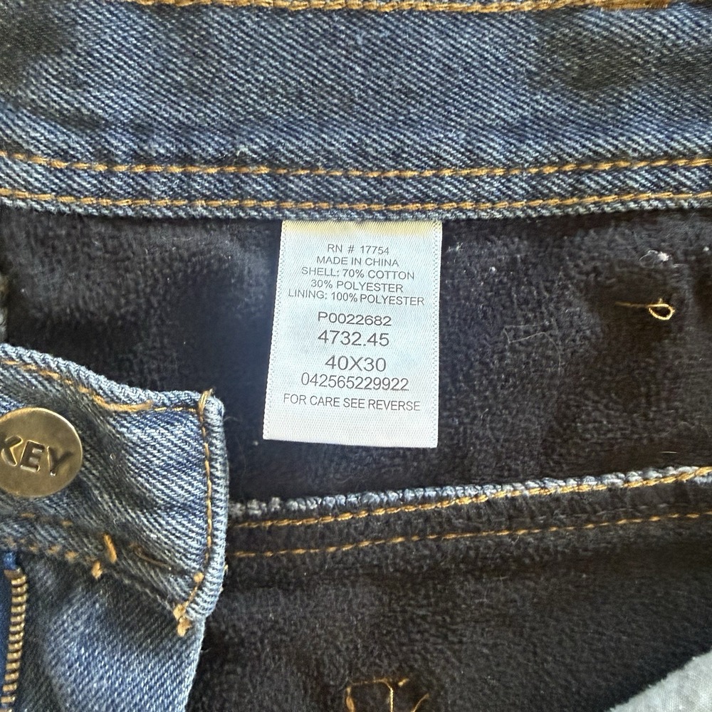 Key Workwear‎ Fleece Lined Jeans Men's 40x30 Indigo Enzyme Wash Insulated 4732 - Picture 5 of 16